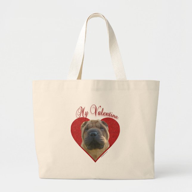 Chinese Shar-Pei Valentine Large Tote Bag (Front)