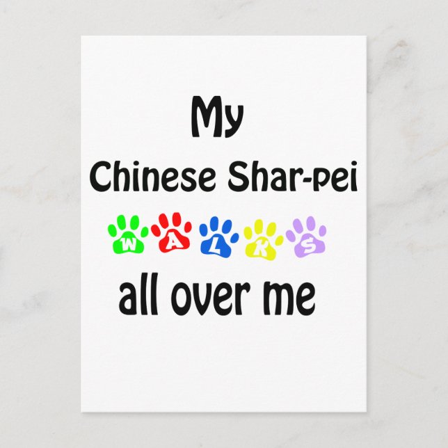 Chinese Shar-Pei Walks Design Postcard (Front)