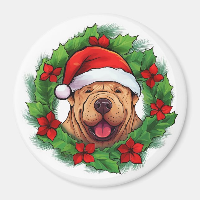Chinese Shar-Pei Wreath Magnet (Front)