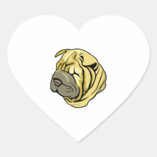 Chinese Sharpei Dog Brown Shar Pei Heart Sticker