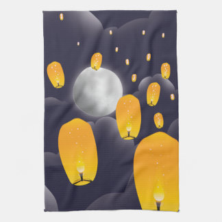 Chinese Sky Lanterns Tea Towel