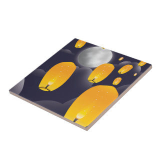 Chinese Sky Lanterns Tile