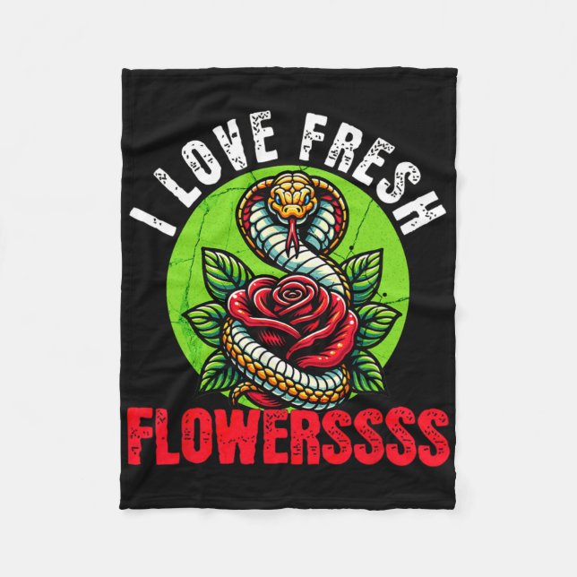 Chinese Snake Lunar New Year 2025 I Love Fresh Flo Fleece Blanket (Front)
