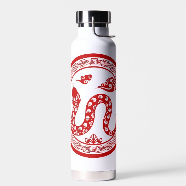 Chinese Snake red paper-cut style WB Water Bottle (Left)