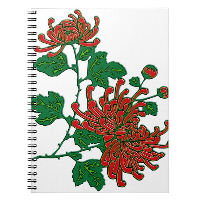 Chinese spider chrysanthemums  - deep red notebook (Front)