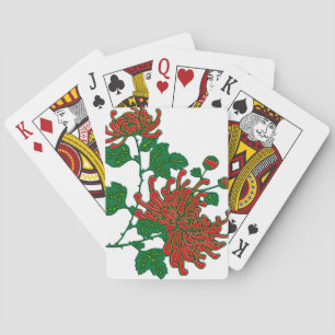 Chinese spider chrysanthemums  - deep red playing cards