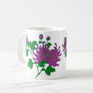 Chinese Spider Chrysanthemums in  Amethyst Purple Coffee Mug