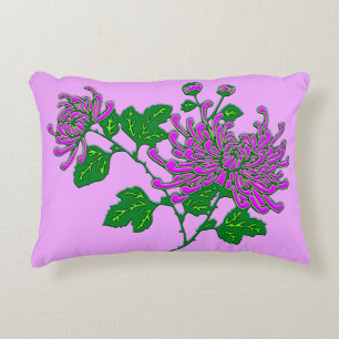 Chinese spider chrysanthemums - lavender decorative cushion