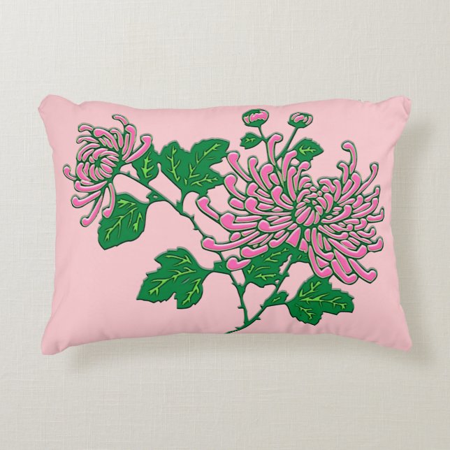 Chinese spider chrysanthemums - soft pink decorative cushion (Front)