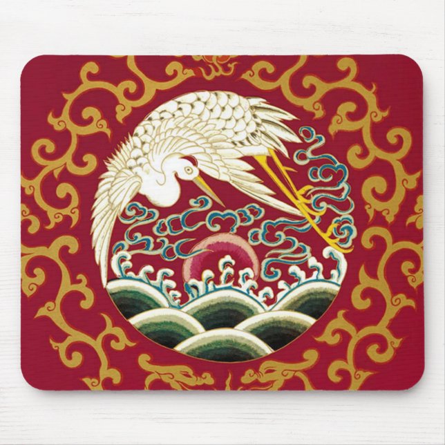 Chinese Stork & Dragon Design Mouse Mat (Front)