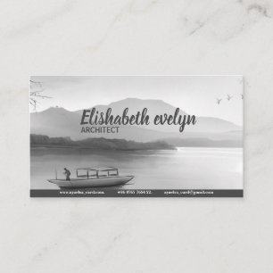 Chinese Style Retro Landscape Ink Illustration Business Card