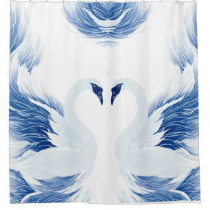 Chinese swan wings pattern shower curtain