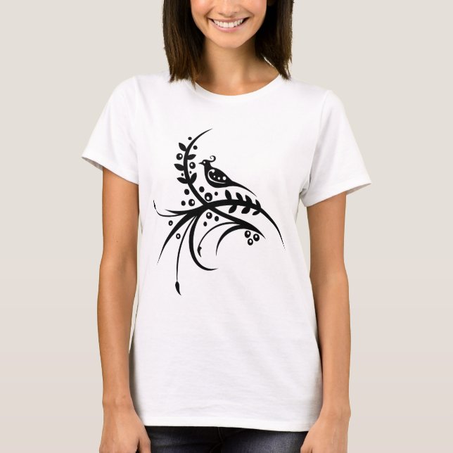 Chinese swirl floral design T-Shirt (Front)