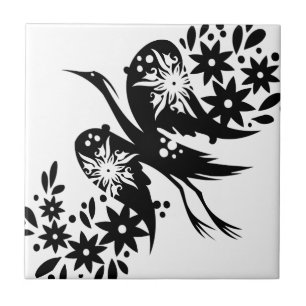 Chinese swirl floral design tile