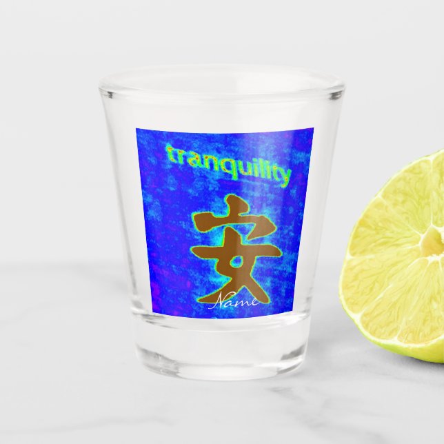 chinese symbol for tranquility shot glass (Front)