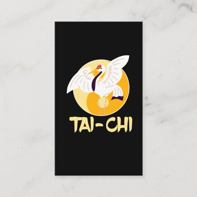 Chinese Tai Chi Yin Yang Crane Animal Sun Business Card (Front)