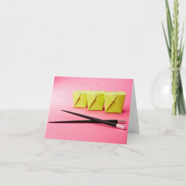 Chinese Takeout and Chopsticks Note Card (Front)