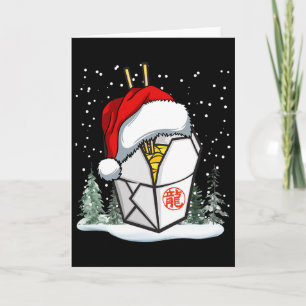 Chinese Takeout Box Santa Hat Graphic  Card