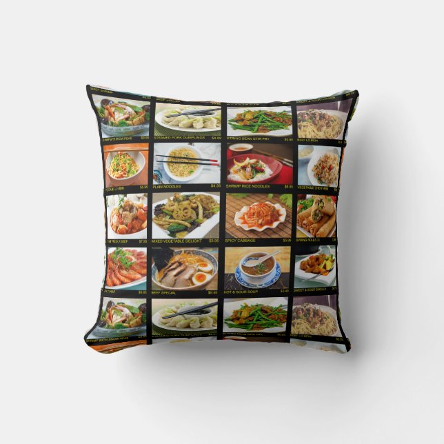 Chinese Takeout Restaurant Photo Menu Board  Cushion (Front)