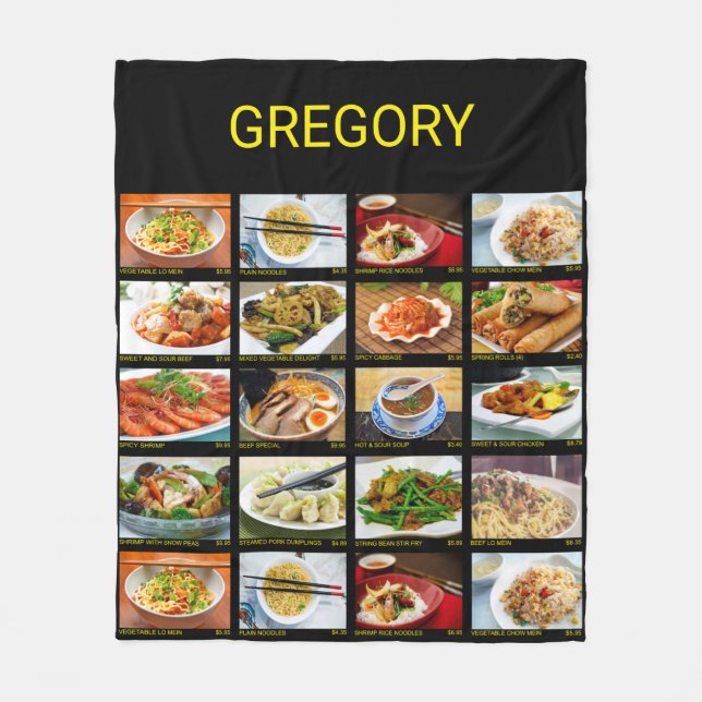 Chinese Takeout Restaurant Photo Menu Board  Fleece Blanket (Front)