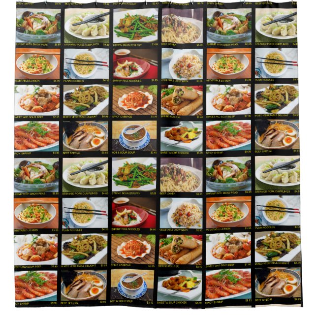 Chinese Takeout Restaurant Photo Menu Board  Shower Curtain (Front)