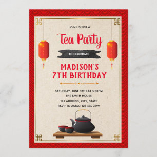 Chinese tea theme party invitation