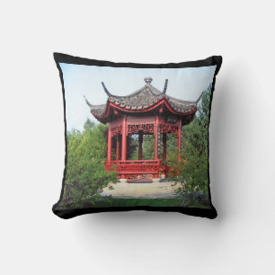 Chinese teahouse throw pillow