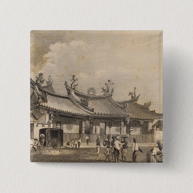 Chinese Temple, Singapore 15 Cm Square Badge (Front)