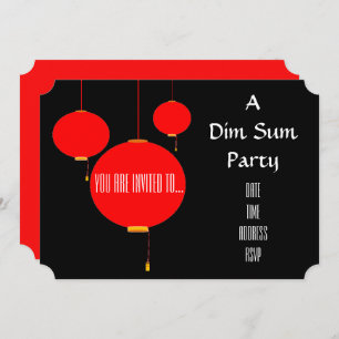 Chinese themed lantern dim sum party invitation