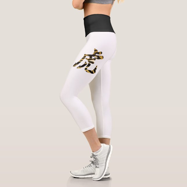 Chinese Tiger Leggings - Word Art Capris  (Left)