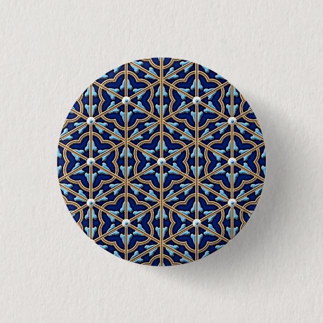 Chinese tiled floral pattern 3 cm round badge (Front)