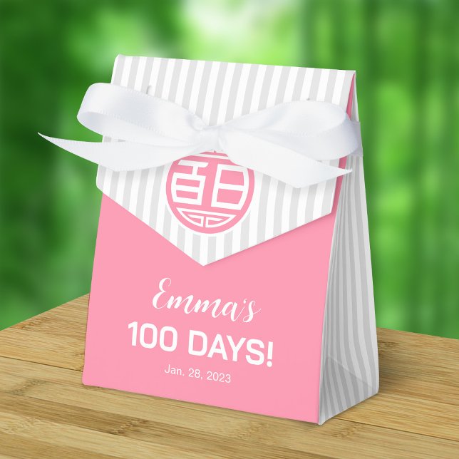 Chinese Traditional Baby 100 Days 百日 (Pink) Favour Box (Creator Uploaded)