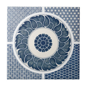 Chinese Traditional Blue and White Floral Pattern Tile