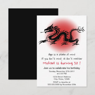 Chinese traditional dragon man's birthday party invitation