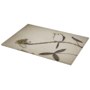 Chinese traditional ink painting with birds cutting board