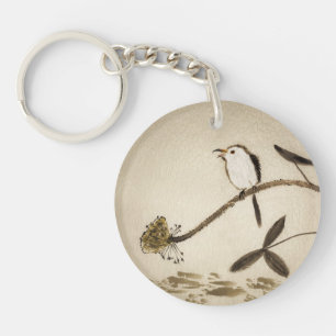 Chinese traditional ink painting with birds key ring