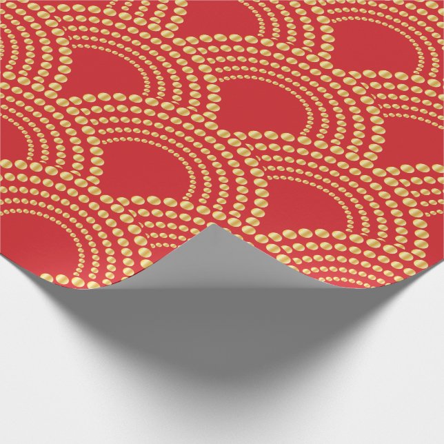 Chinese Traditional Red and Gold Ornament Wrapping Paper (Corner)