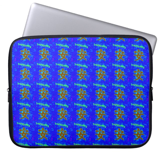 chinese tranquillity symbol on blue sleeve (Front)