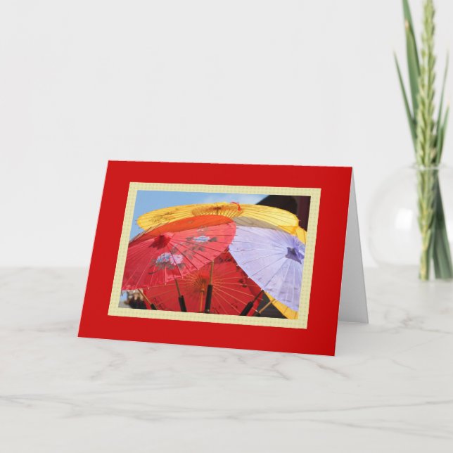 Chinese Umbrellas Note Card (Front)