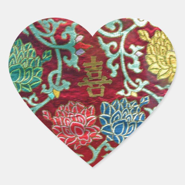 Chinese Valentines Day Heart Sticker (Front)