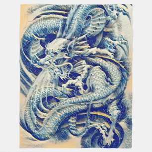 Chinese Water Dragon Fleece Blanket
