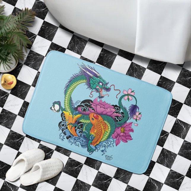 Chinese Water Dragon Koi Fish Bath Mat (Creator Uploaded)