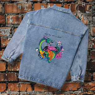 Chinese Water Dragon Koi Fish Denim Jacket