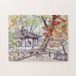Chinese Watercolor Garden Jigsaw Puzzle