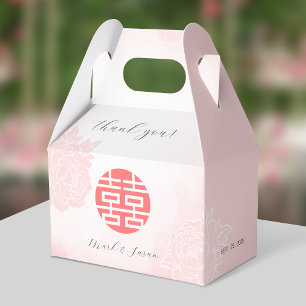Chinese Watercolor Peonies Wedding Favour Box