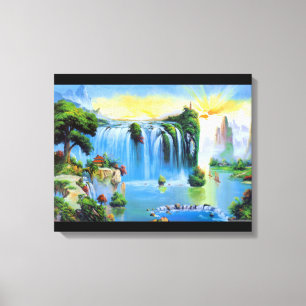 Chinese Waterfall Painting Canvas Print