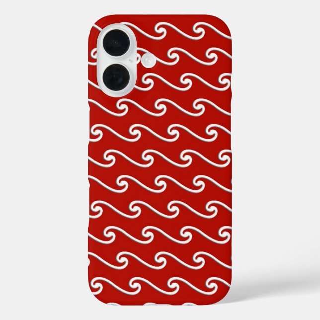 Chinese wave pattern - white on deep red Case-Mate iPhone case (Back)