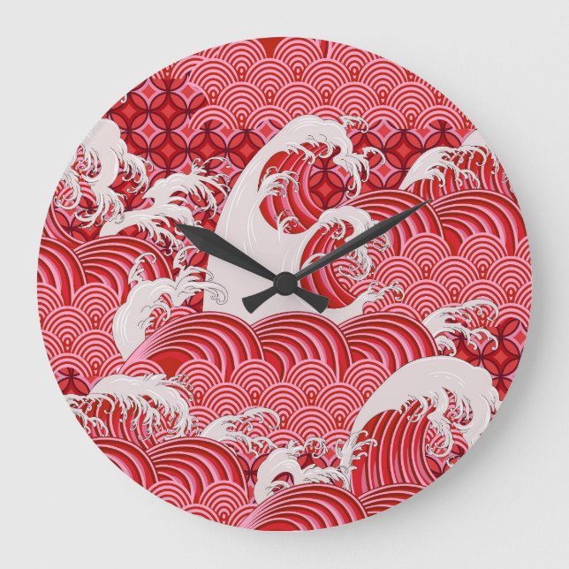 Chinese Waves: Decorative Seamless Style. Large Clock (Front)