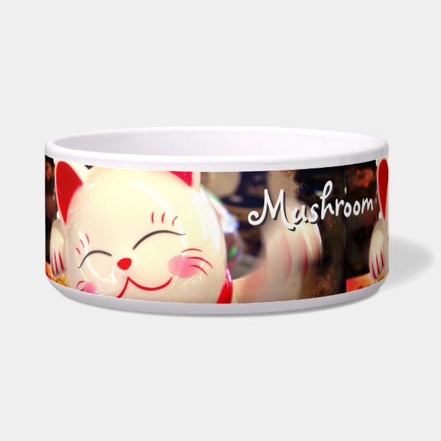 Chinese Waving Cat Photo Custom Name Fun Cute Pet (Left)