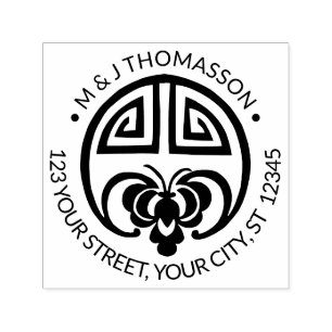 Chinese Wealth Luck Bat Name Return Address Self-inking Stamp